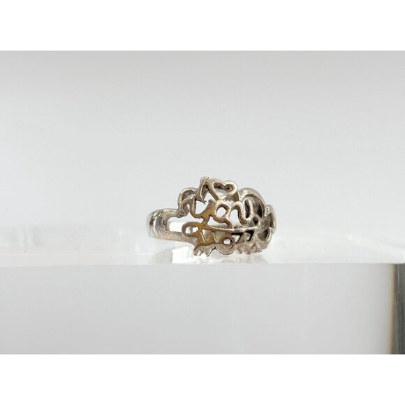 I Love Mom - Hand Carved Straight Shank 925 Sterling Silver Vintage Ring - sz 7 - Picture 12 of 12